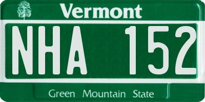 VT license plate NHA152