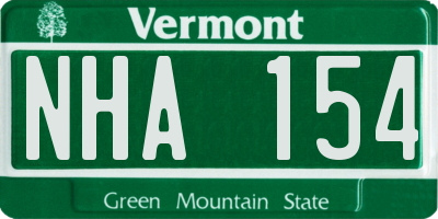VT license plate NHA154
