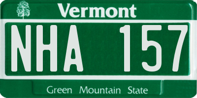 VT license plate NHA157