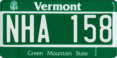 VT license plate NHA158