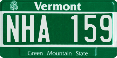 VT license plate NHA159