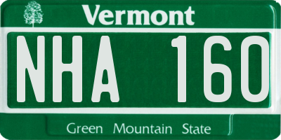 VT license plate NHA160