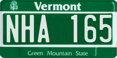 VT license plate NHA165