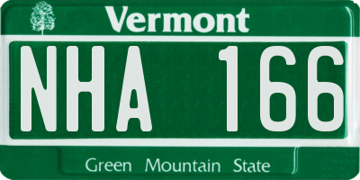 VT license plate NHA166