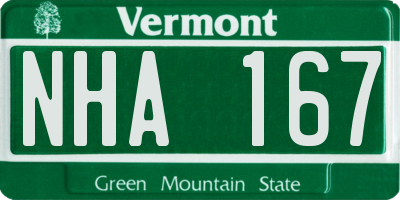VT license plate NHA167