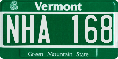 VT license plate NHA168