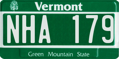 VT license plate NHA179
