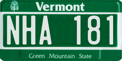 VT license plate NHA181