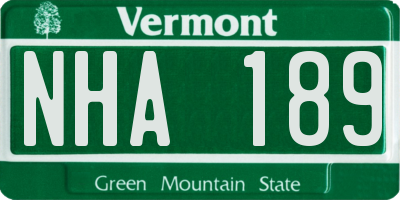 VT license plate NHA189