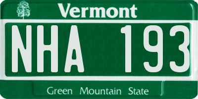 VT license plate NHA193