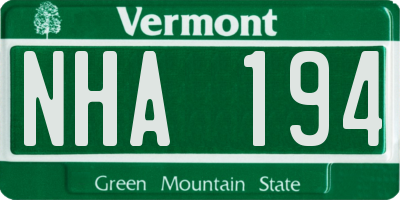 VT license plate NHA194