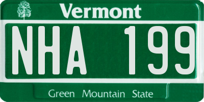 VT license plate NHA199
