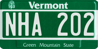VT license plate NHA202