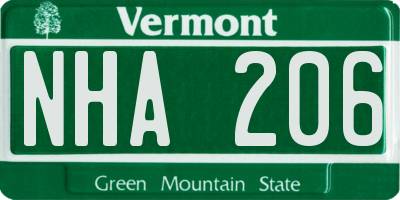 VT license plate NHA206