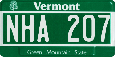 VT license plate NHA207