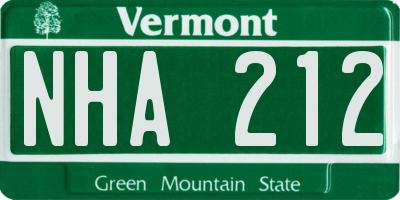 VT license plate NHA212
