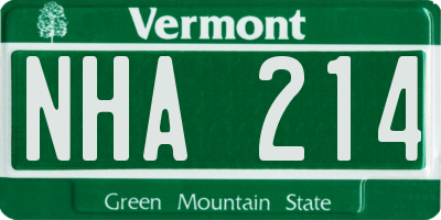 VT license plate NHA214