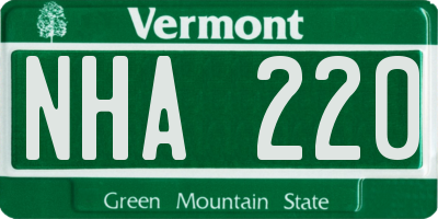 VT license plate NHA220