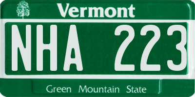 VT license plate NHA223