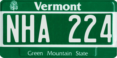 VT license plate NHA224