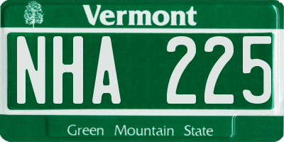 VT license plate NHA225