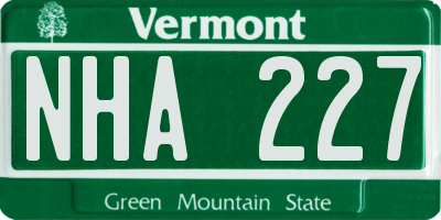 VT license plate NHA227