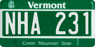 VT license plate NHA231