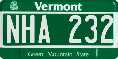 VT license plate NHA232