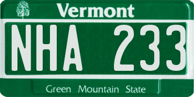 VT license plate NHA233