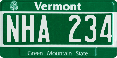 VT license plate NHA234