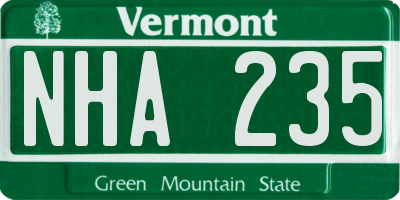 VT license plate NHA235
