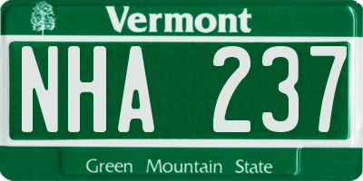 VT license plate NHA237
