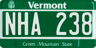 VT license plate NHA238