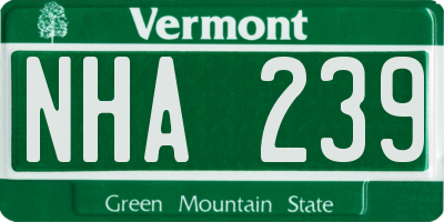 VT license plate NHA239