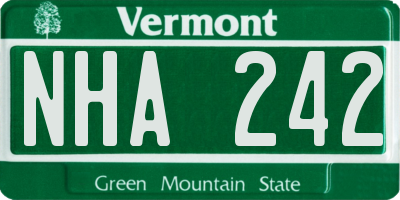 VT license plate NHA242
