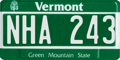 VT license plate NHA243