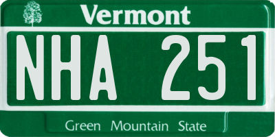 VT license plate NHA251