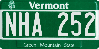 VT license plate NHA252