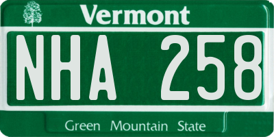 VT license plate NHA258