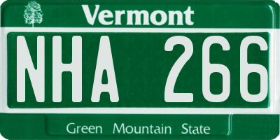 VT license plate NHA266