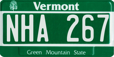 VT license plate NHA267