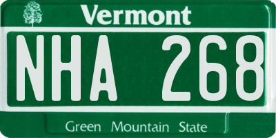 VT license plate NHA268