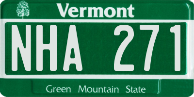 VT license plate NHA271