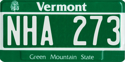 VT license plate NHA273
