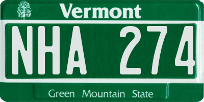 VT license plate NHA274