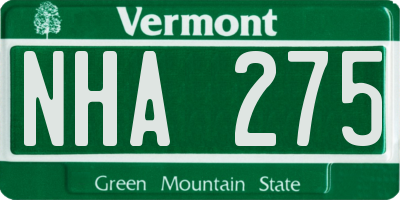 VT license plate NHA275