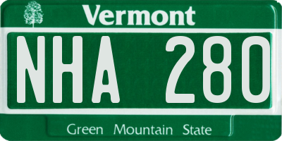 VT license plate NHA280