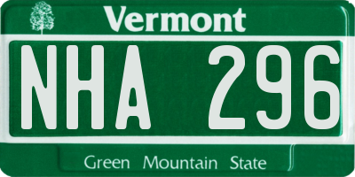 VT license plate NHA296
