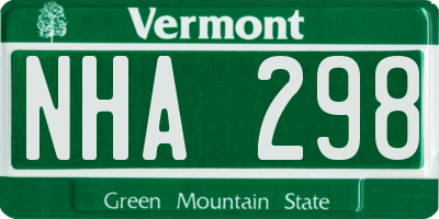 VT license plate NHA298