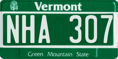 VT license plate NHA307